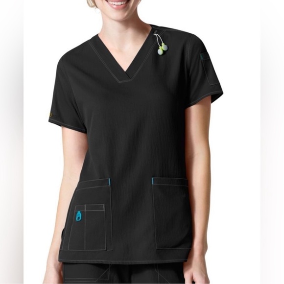Carhartt Tops - Carhartt Force Stretch Cross-Flex Black Scrub Top size Large